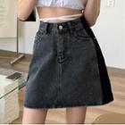 Contrast Trim Denim Mini Skirt