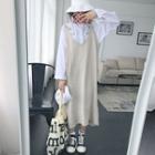 Plain Loose-fit Knit Midi Strappy Dress