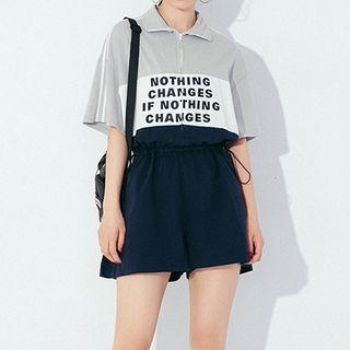 Lettering Short-sleeve Playsuit