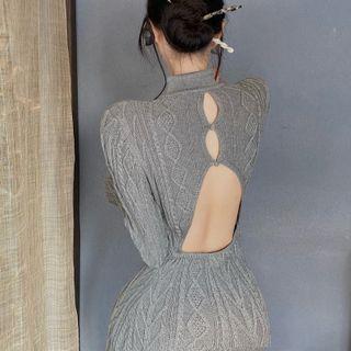 Cable Knit Qipao Dress