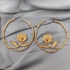 Alloy Rose Open Hoop Earring 1 Pair - Gold - One Size