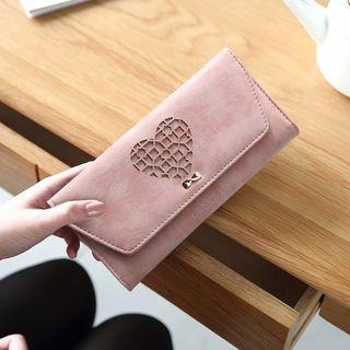 Heart Perforated Long Wallet
