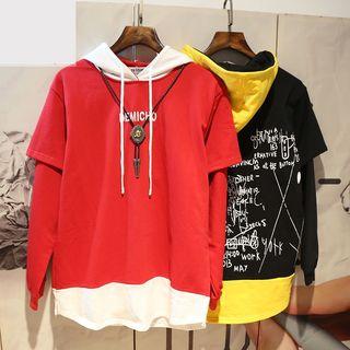 Mock Two-piece Graffiti Hoodie