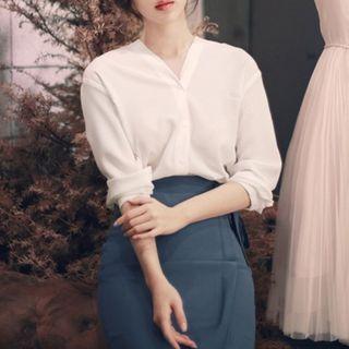 Long-sleeve Loose-fit Chiffon Shirt