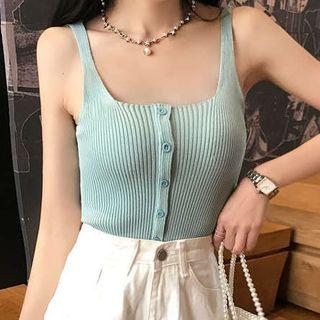 Single-breasted Plain Tank Top