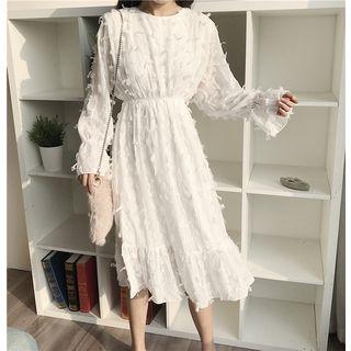 Lace Detail Long-sleeve A-line Dress
