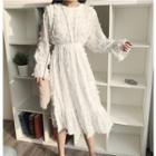 Lace Detail Long-sleeve A-line Dress