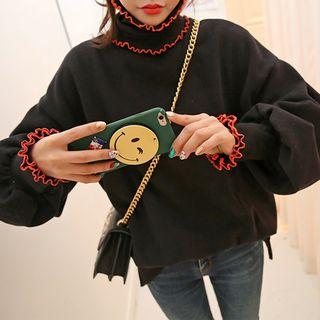 Balloon-sleeve Frill-edge Pullover