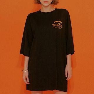 3/4-sleeve Oversized Graphic T-shirt