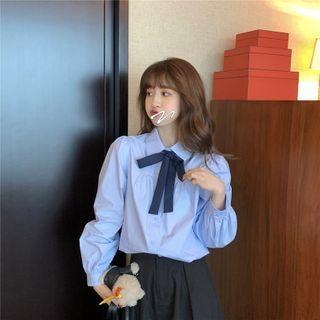 Tie Neck Blouse Blue - One Size