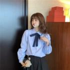 Tie Neck Blouse Blue - One Size