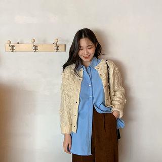 Bobble Cable-knit Cardigan