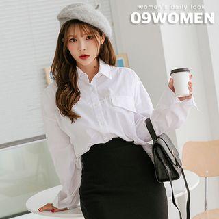 Flap-detail Cotton Shirt
