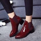 Low-heel Patent Ankle Chelsea Boots