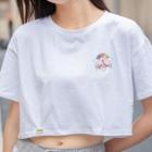 Short-sleeve Print Applique Cropped T-shirt