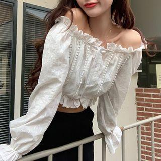 Off-shoulder Ruffled Blouse / Wide Leg Pants