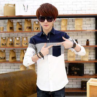 Long-sleeve Stitched Panel Shirt