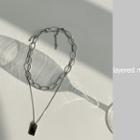 Set: Chain Choker + Pendant Necklace Silver - One Size