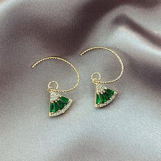 Rhinestone Dangle Earring 1 Pair - Scalloped Earring - One Size