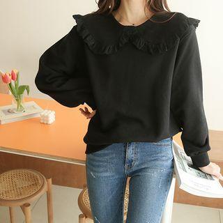 Lace-trim Puritan-collar Sweatshirt