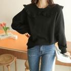 Lace-trim Puritan-collar Sweatshirt
