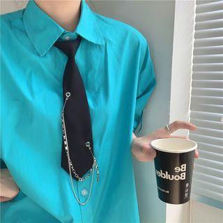 Neck Tie With Chain Black - One Size
