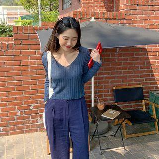 V-neck Rib Summer Sweater