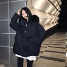 Furry Trim Hooded Parka Jacket