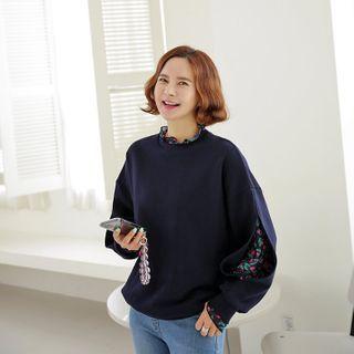 Floral Frill-trim Sweatshirt