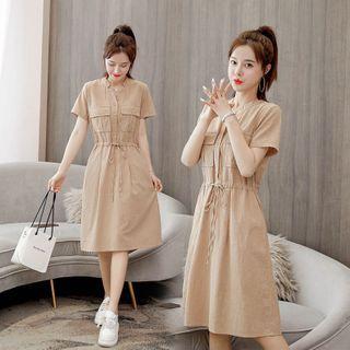 Short-sleeve Chest Pocket A-line Dress