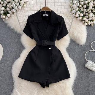 Short Sleeve Belted Blazer Playsuit