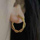 Twisted Stainless Steel Hoop Earring 1 Pair - Gold - One Size