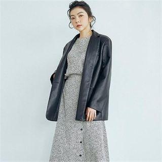 Single-breasted Faux-leather Blazer Black - One Size