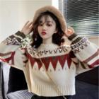 Cropped Nordic Pattern Sweater