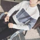 Color Panel Band Collar Shirt