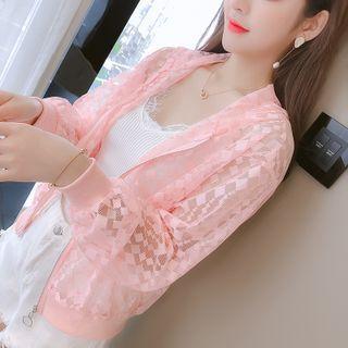 Diamond Pattern Zip Mesh Jacket
