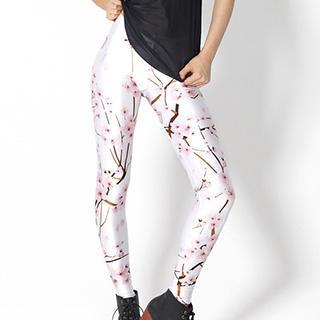 Floral Leggings  White - One Size