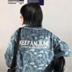 Short-sleeve Paisley Print Denim Shirt