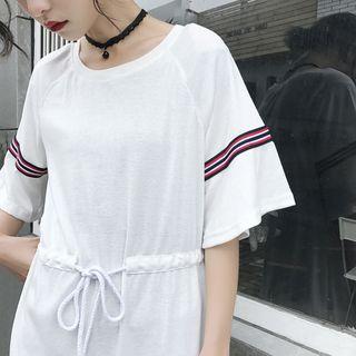 Drawstring Waist Short-sleeve T-shirt Dress