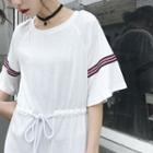 Drawstring Waist Short-sleeve T-shirt Dress