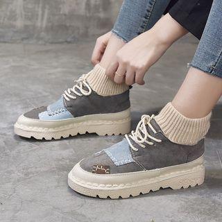 Patchwork Fleece-lined Sneakers