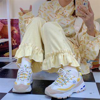 Flare Hem Wide-leg Pants