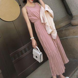 Set: Plain Spaghetti Strap Midi Dress + Plain Shirt