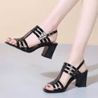 Chunky-heel Slingback Caged Sandals