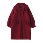 Bow Accent Button-up Long Coat