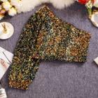 Sequined One-shoulder Balloon-sleeve Top
