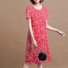 Print Short-sleeve Round-neck Dress