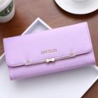 Bow Faux Leather Long Wallet