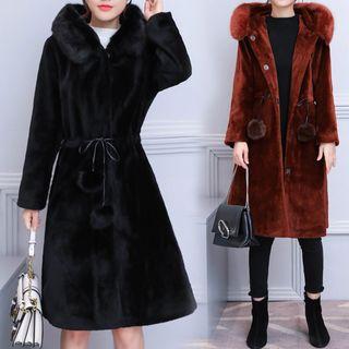 Fleece Buttoned Hooded Coat