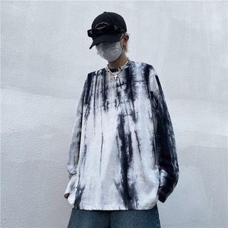 Long Sleeve Round Neck Tie Dye T-shirt